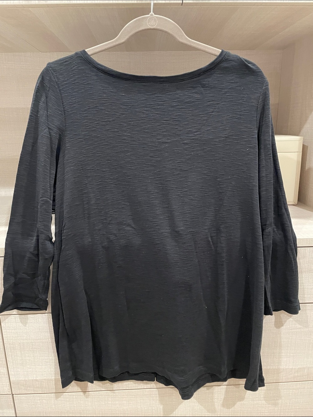 J. Jill Black Long-Sleeve Scoop Neck Top